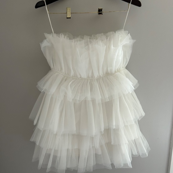 NWT Tulle White Bridal Bachelorette Graduation Dress - Picture 3 of 5